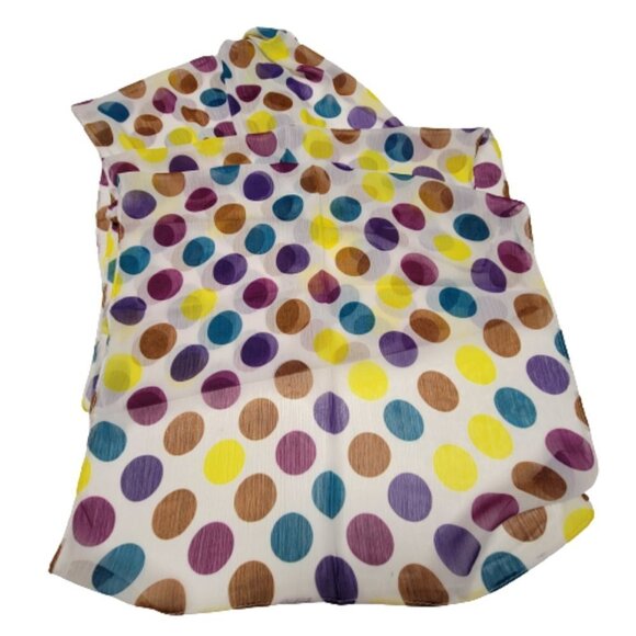 Polka Dots Scarf with Multicolor Large Circles on White Background  Scarf - Picture 3 of 6